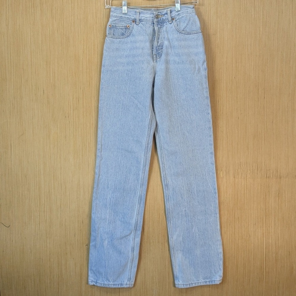 ASOS Denim Jeans Womens 26 Long Light‎ Wash High Waisted Button Fly Straight Leg